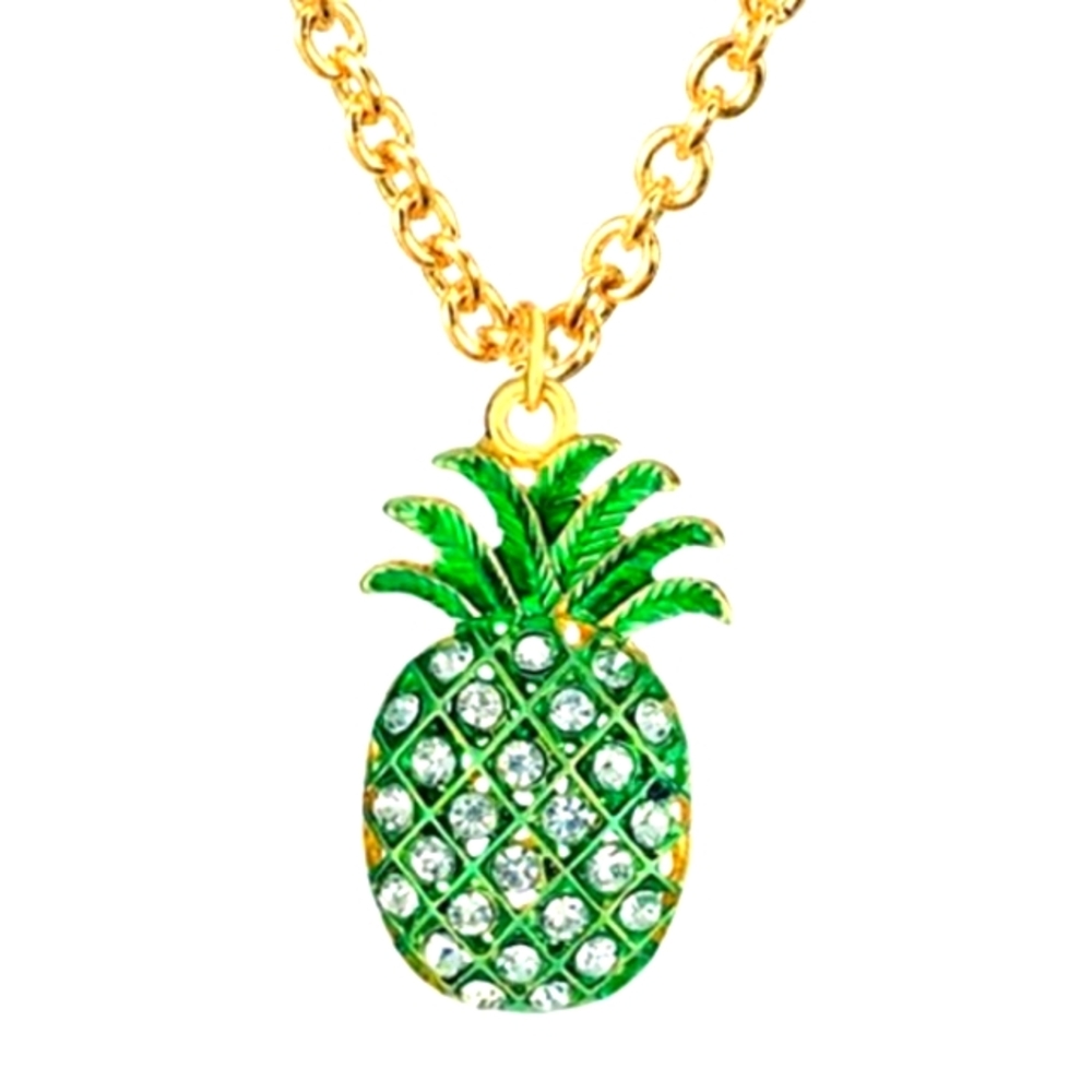 **NEW! GORGEOUS NECKLACE GREEN Pineapple Pendant FUN GIFT